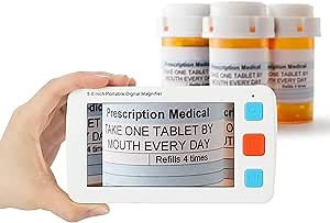 5.0 Inch Portable Digital Magnifier, 4X-32X Zoom Electronic Reading Aid with Foldable Handle for Low Vision/Seniors/Kids, Ideal for Quick Reading – Not Recommended for Long Books or Novels