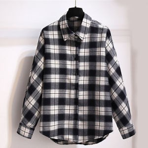 [Hot Item] 2025 Classic Black and White Long Sleeve Plaid Men Flannel Shirts