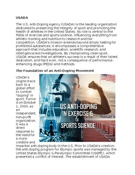 US Anti-Doping in Exercise & Sports Science Worksheet Classwork Homework