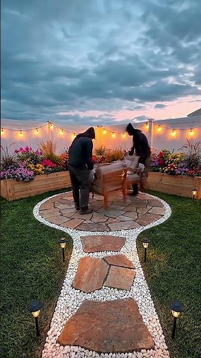Ultimate Backyard Makeover: Flagstone Patio & Raised Garden Bed Build! #shorts