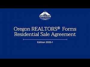 Residential Sale Agreement Form Edition 2025-1 | Oregon REALTORS® Form