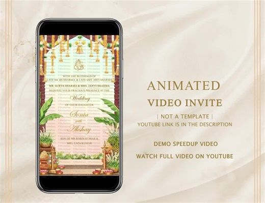 Animated South Indian Wedding Invitation Video: Personalized Digital Invite AIW03 - Etsy