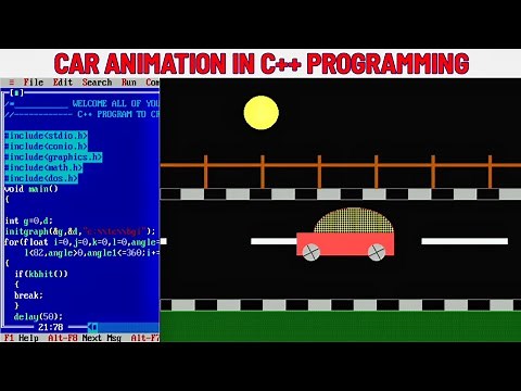 Car animation in C++ Programming | Animated 3d car in turbo C++ with source code | C Language