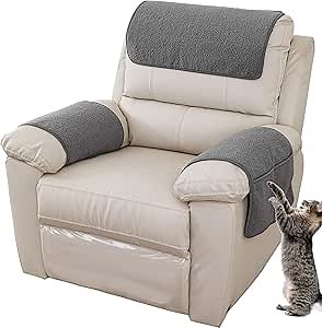 Armrest Chair Covers, Sofa Arm Protector Covers, Lamb Velvet Nonslip Recliner Chair Covers, Stretch Armchair Couch Arm Rest Cover for Recliner, Chair, Sofa (Light Gray,3 Seater(5pcs))