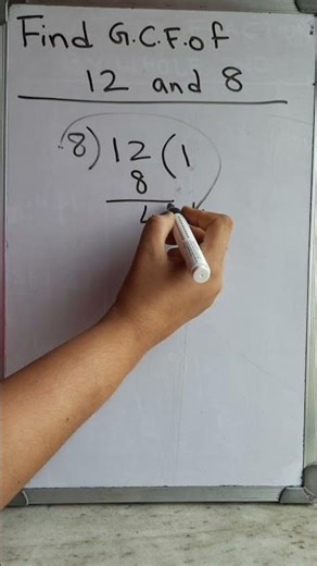 Find H.C.F. of 12 and 8 by division method #hcfbydivisionmethod #gcf