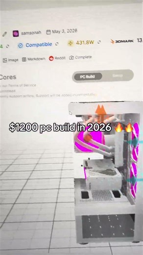 $1200 pc build in 2026 #buildcores #pc #pcbuild #pcgaming #ram