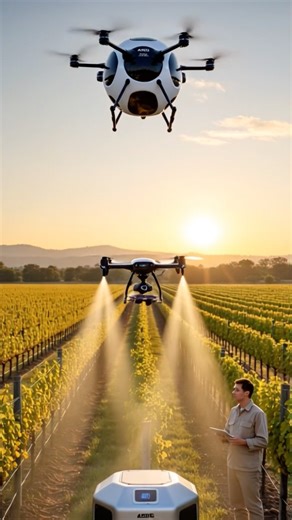 Revolutionary drone sprayer and grape harvester #shorts #agriculture #agritech #agrifuture #farming