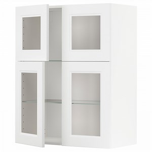 METOD wall cabinet w shelves/4 glass drs, white/Axstad matt white, 80x100 cm  - IKEA Norway