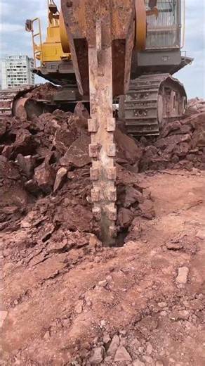 Unstoppable Force: Heavy Hydraulic Pile Driver Crushing Hard Earth #shorts