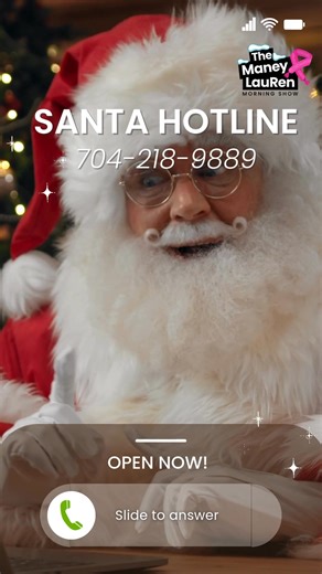 The Santa Hotline is OPEN! You can call and leave Santa a message then hear yourself on the radio! 704-218-9889 | Kiss 95.1 | Facebook