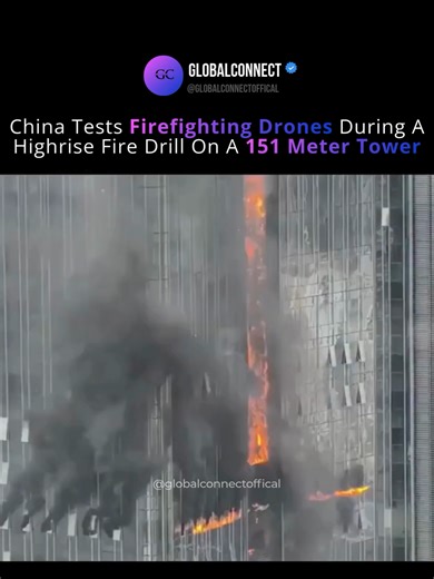 The future of firefighting has officially taken to the skies. High-rise buildings have always presented a massive challenge for emergency services, as traditional ladders can only reach so high, but these heavy-duty drones are changing the game. In this recent drill on a 151-meter tower in China, we see specialized drones equipped with high-pressure nozzles tackling flames at heights that would normally be unreachable for ground crews. Official Page: @globalconnectoffical 🌍 Global Tech Updates 