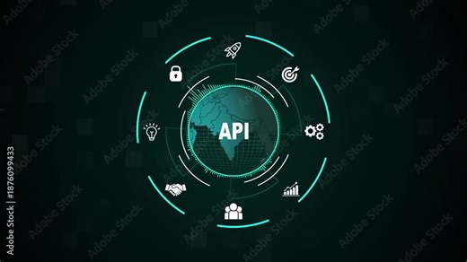 Global API Application Programming Interface Connectivity on Digital Map Interface with Icons