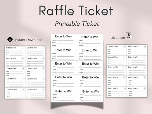 Editable Raffle Ticket Template, Enter to Win Tickets, Raffle Entry Form, Event Tickets, Fundraiser Tickets, Custom Raffle Ticket, Printable - Etsy