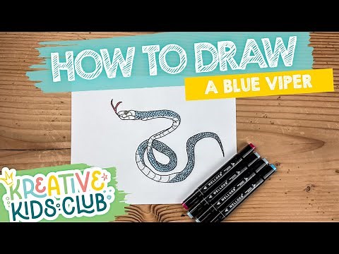 Learn How to Draw a BLUE VIPER SNAKE | Educational Step-by-Step Drawing Tutorial for Kids!