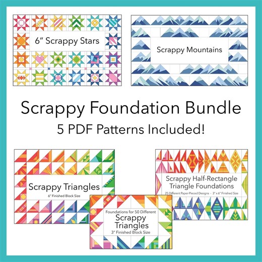 PDF | Large Bundle | Five Scrappy Foundation Paper-piecing Patterns - Etsy Australia