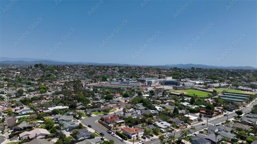 Aerial view of Carlsbad, beach city in the North County area of San Diego County, California, United States