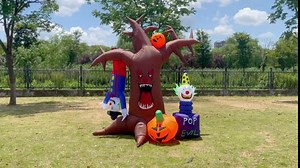 Buheco Halloween Inflatable Tree Outdoor Decorations with Clown and Pumpkin 8ft Tall Giant LED Light Blow Up Dead Tree Scary Spooky Inflatables for Outside Yard Garden Lawn Indoor Holiday Party Decor