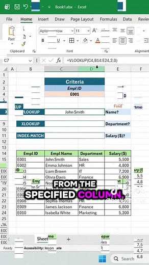 Learn 3 powerful data analysis techniques used in dailly work life (vlookup, xlookup and index match) #excel #exceltips #learnontiktok #tiktoklearningcampaign #fyp