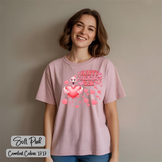 Flamingo Valentine's Day Shirt – Pink Love Tee - in Comfort Colors - Etsy