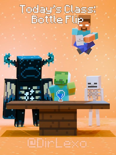 Monster School teaches Bottle Flip Skills in Minecraft