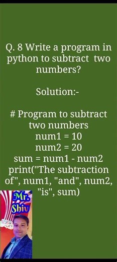 Write a program in Python to subtract two numbers?