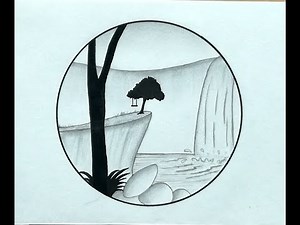 How To Draw an Easy Waterfall Scenery|Pencil Shading for Beginners|Easy Pencil drawing Step By Step