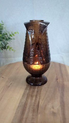 Vintage - Brown Glass Owl Fairy Lamp - 2 Piece - Votive Candle Holder - 3 1/2" X 7 1/4" - Etsy