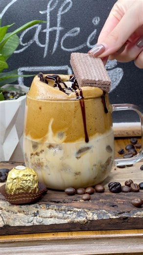 Wafer Frappe Magic | Iced Coffee Recipe #coffee #shorts #chocolate