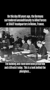 On this day 80 years ago (May 7, 1945), the Germans surrendered unconditionally to Allied forces at SHAEF headquarters in Reims, France. The building and room have been preserved and still exist today. This is a look behind the plexiglass… #WWII #WorldWarII #VEday #VictoryInEurope #ReimsSurrender #May71945 #EndOfWWII #GermanySurrenders #AlliedVictory #GeneralEisenhower #NaziGermany #UnconditionalSurrender #ReimsFrance #MilitaryHistory #HistoricEvent #PeaceInEurope #1945History #WW2Archives #Cold