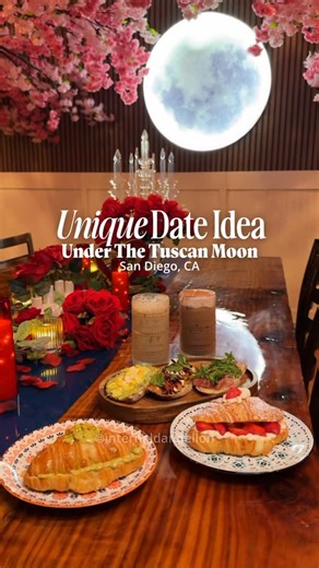 Internal Dandelion | San Diego on Instagram: "Under The Tuscan Moon Speakeasy Café 🌙☕️🌹 If you didn’t already know, Baci Coffee has a charming speakeasy tucked inside their café. It’s such a cute spot for Valentine’s Day. You’ll want to reserve your seats on OpenTable to enjoy their exclusive Valentine’s Day menu. What we tried: ➢ Roman romance (brown sugar espresso shaken) ➢ Lovers in Milano (red velvet cold brew) ➢ Toast Flight (avocado & egg, caprese, and prosciutto & provolone) ➢ The Emera