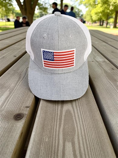 Grey American Flag Trucker Hat – Embroidered Patriotic Snapback Cap - Etsy