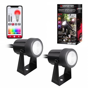 Monster Smart Outdoor Spotlight for Landscape Lighting with RGB & IC Flow, for Christmas, Halloween, Party, Gameday and More, 12V Adapter, 2-Pack - Walmart.com