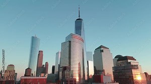 NYC view from above. Day in Manhattan, NYC aerial view. New York City, Manhattan view. NYC, Manhattan skyline. City scene NYC USA. Modern office high rise skyscraper buildings. City business district.