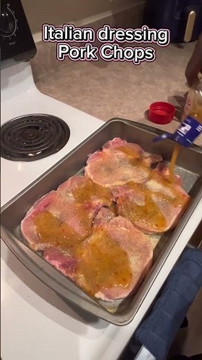 My first time cooking pork chops in Italian dressing. Give it a try! #porkchops #cooking