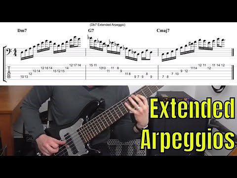 Extended Arpeggios on 6-String Bass with Bass TAB - Bass Practice Diary - 3rd March 2020