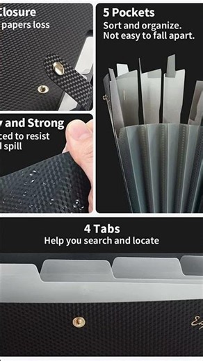 Expanding File Folder – 5‑Pocket Organizer for Documents & Papers