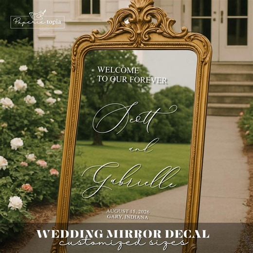 Custom Wedding Mirror Decal: Personalized Vinyl Lettering - 76 - Etsy