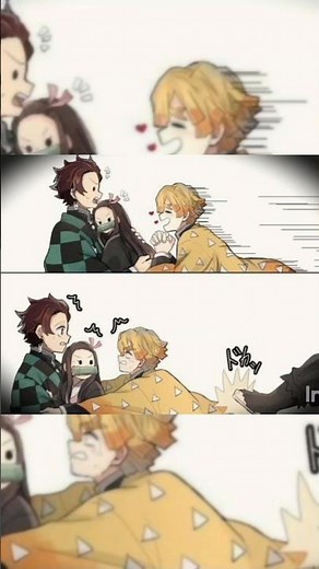 tanjiro x nezuko x zenitsu x inosuke ❤️ #demonslayer #animeedit #shorts