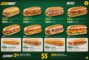 Subway Menu Price