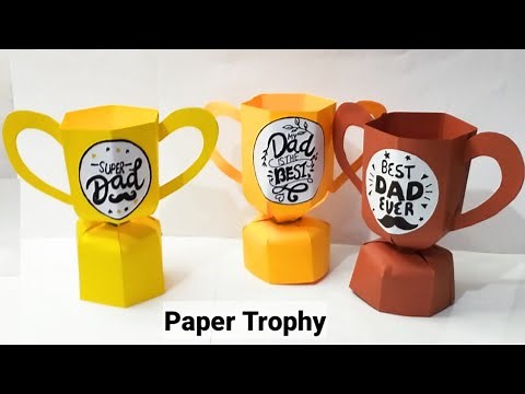 How To Make A 3D Paper Trophy for Father's Day 🏆 Fathers Day Crafts | DIY Gift Box | Best Dad Trophy