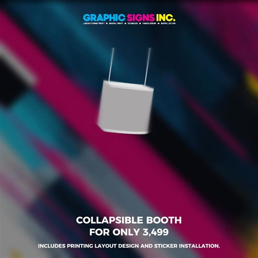 Stand out at bazaars and pop-ups with ease! 📦 Get a complete Collapsible Booth set - print & bag included! ✅ Super lightweight, portable & easy to set up ✅ Instant professional look that grabs attention 💼 Perfect for small businesses like yours! | Graphic Signs Inc. 2.0