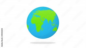 2D animation. cartoon world spinning around itself. The concept of the Earth's orbit change on a white background
