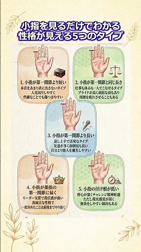 小指を見るだけでわかる性格が見える5つのタイプ #小指の長さ #性格タイプ #性格診断 #手の特徴 #手相#大人の雑学
