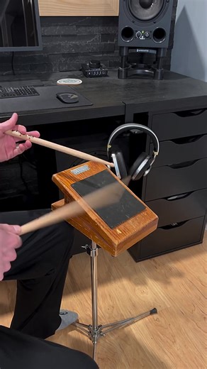 Vintage Leedy Practice Pad Inspired by @michaelwindish and @drumpadhistory I pulled out this pad from the back room. For some really cool and unique practice pads check out what he’s sharing. This 1060s Leedy angled pad with attached stand was given to me many years ago by my late friend Russ Rothenberger. His passion was drumming and from 1961-1965 he was a percussionist with the U.S. Navy Band, played with bands along the east coast, and attended Berklee School of Music in the 70s. This pad ha