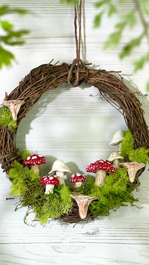 1K views · 15 reactions | Embrace #Cottagecore decor this spring with this enchanting mushroom wreath craft. Nestle intricately crafted clay mushrooms amidst lush moss on a grapevine wreath, creating a whimsical woodland scene that adds a touch of charm and natural beauty to your home this season. Link to instructions: https://bit.ly/48hDMzD #DGCrafts #CraftersCloset #ArtSkills #FunWithArtSkills #ArtSkillsCrafts #Handmade #DIY #Woodland #Crafts #Sping | ArtSkills | Facebook