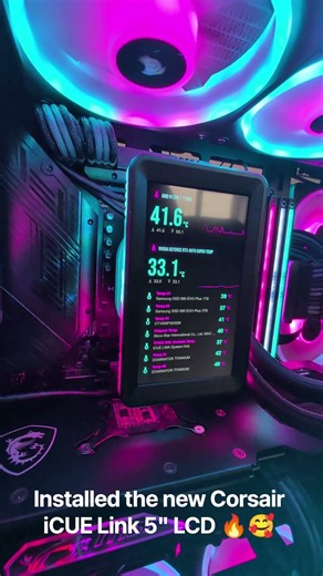 Installed the brand new Corsair 5" LCD display! #corsair #icue #lcddisplay #link #gamingpc