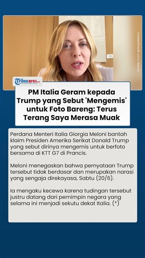 PM Italia Geram kepada Trump yang Sebut 'Mengemis' untuk Foto Bareng: Terus Terang Saya Merasa Muak