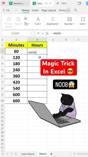 OMG😱Magic Tricks in Excel | Convert Minutes to Hours in excel #exceltutorial #excel #exceltricks
