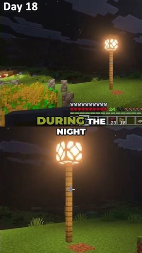 Minecraft Base Build: Night Street Lights & Redstone! #shorts
