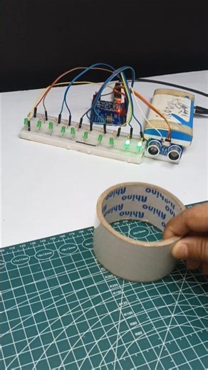 LED 🌈 with ultrasonic sensor #shorts #viral #arduinoproject #arduino #iot